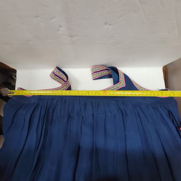 Anthro Tanvi Kedia Nyla Large baby doll top sleeveless blue boho embroidery line - Picture 6 of 8